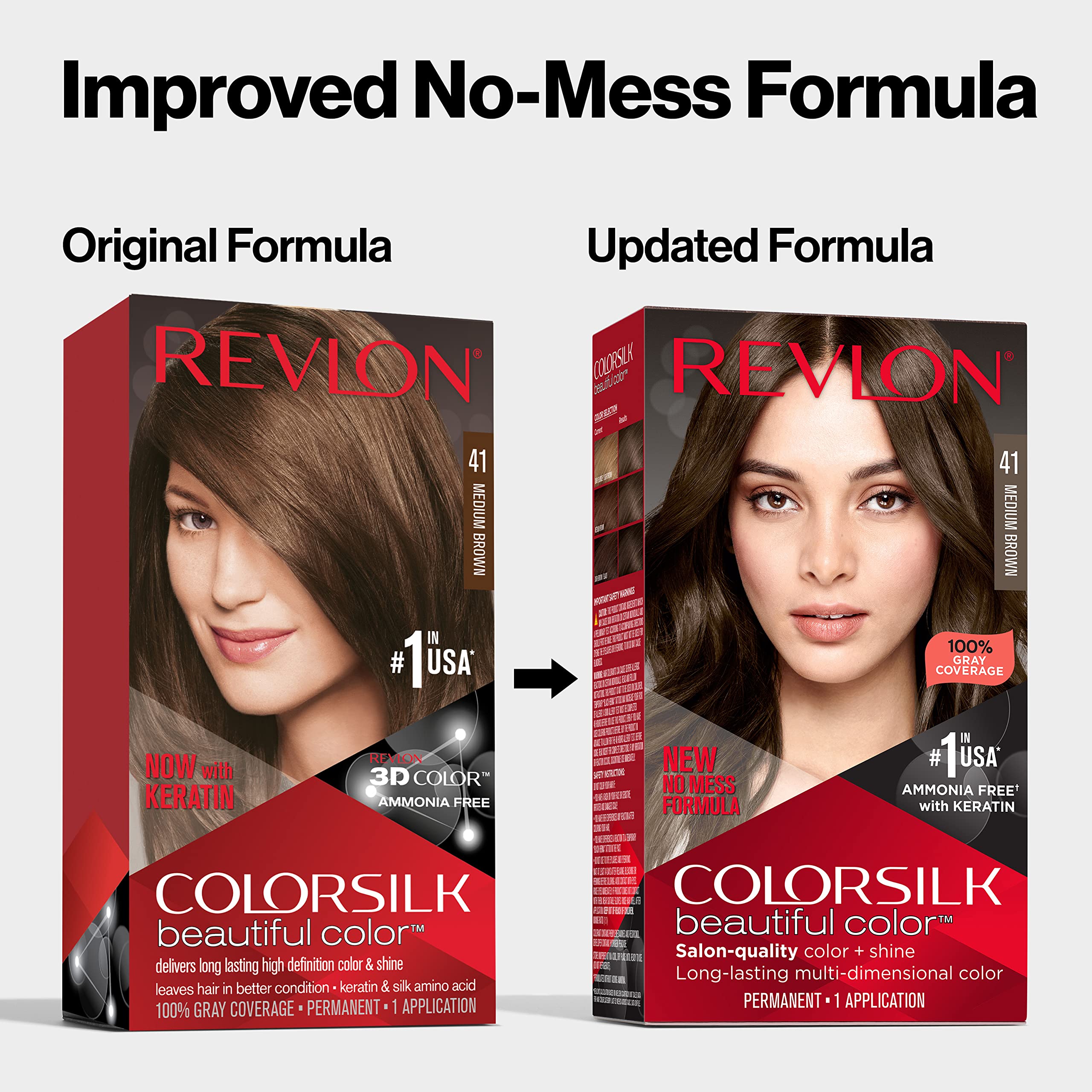 Revlon Colorsilk Beautiful Color, Permanent Hair Dye with Keratin, 100% Gray Coverage, Ammonia Free, 30 Dark Brown