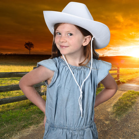 U. S. Toy White Kids Cowboy Hat, Felt Cowgirl Hat for Girls and Boys, Dress-Up and Costume Parties, Perfect for Halloween, Adult Sized, 1-Pack, 3 Years & Older
