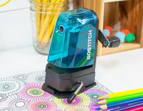 Bostitch Office Multi-Mount Manual Pencil Sharpener, Vacuum Mount or Screw Mount, Blue (MPS2-BLUE)