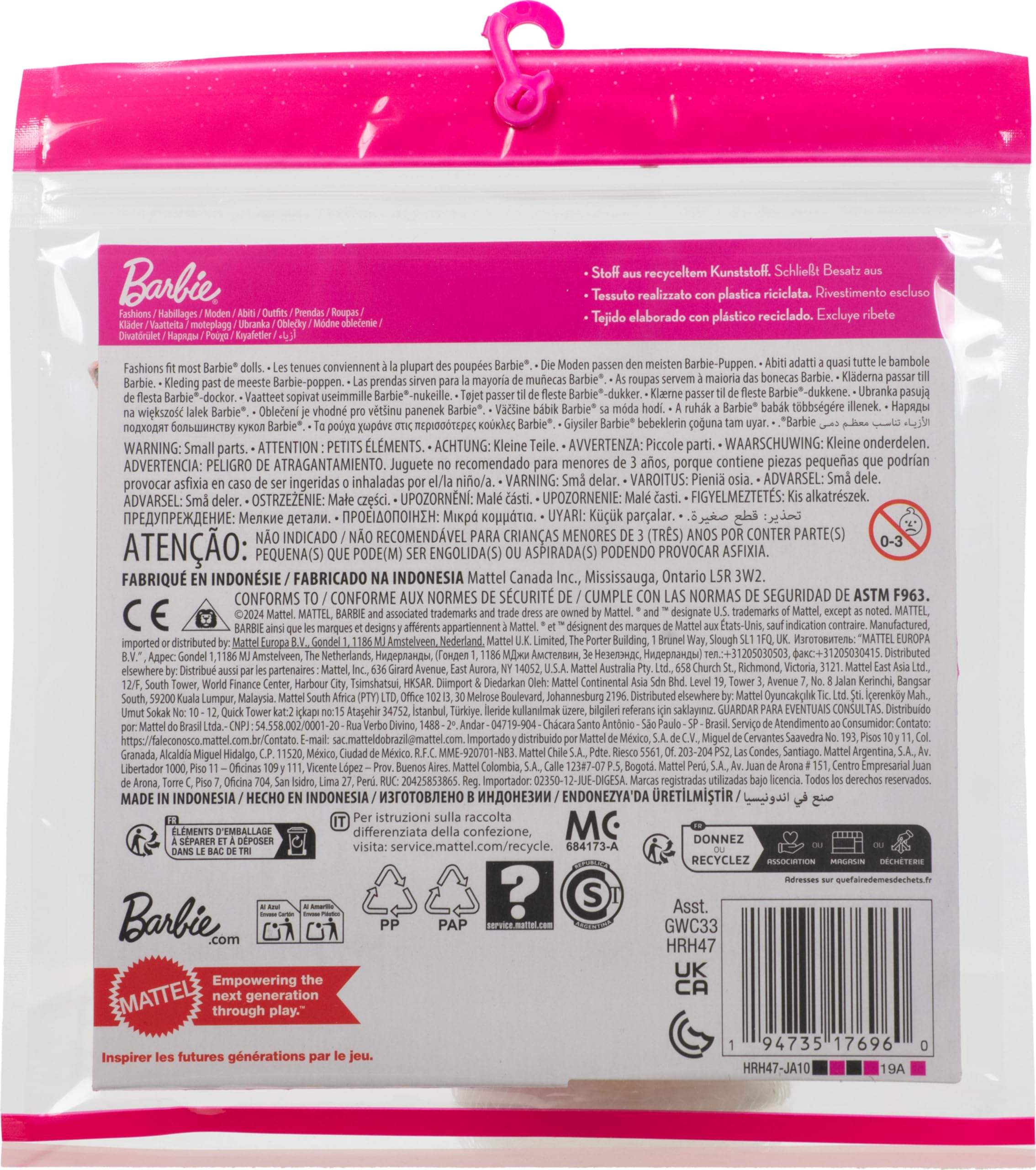Barbie Clothes Set, Fashion & Accessory Pack for Barbie & Ken Dolls with 2 Complete Looks, Cherry-Inspired Theme