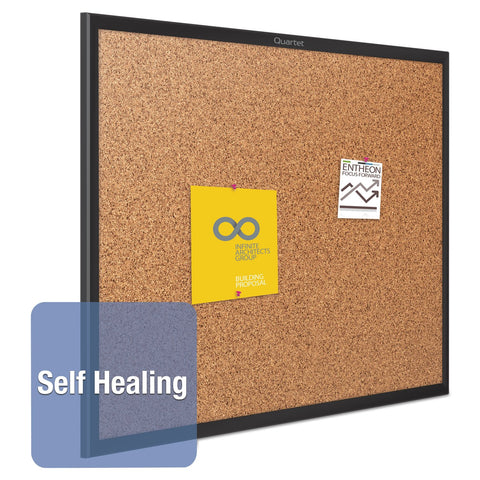 Quartet Cork Bulletin Board 60"W x 36"H Pin Board, Black Aluminum Frame (2305B)