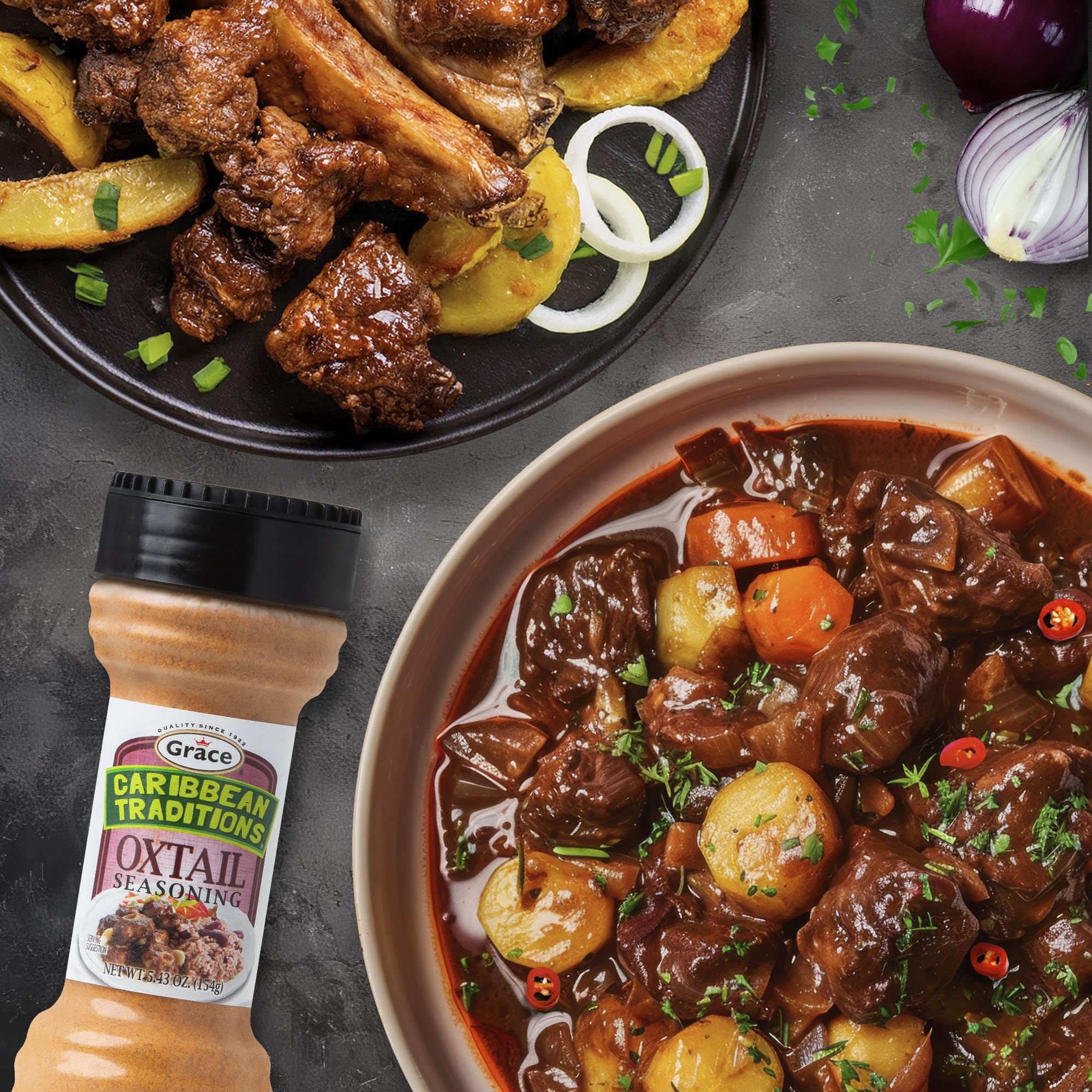 Grace Caribbean Traditions Oxtail Seasoning - 2 Pack - Caribbean Seasoning for Oxtail Meat - Jamaican Spices for Oxtail Soup - Jamaican Seasonings for Cooking