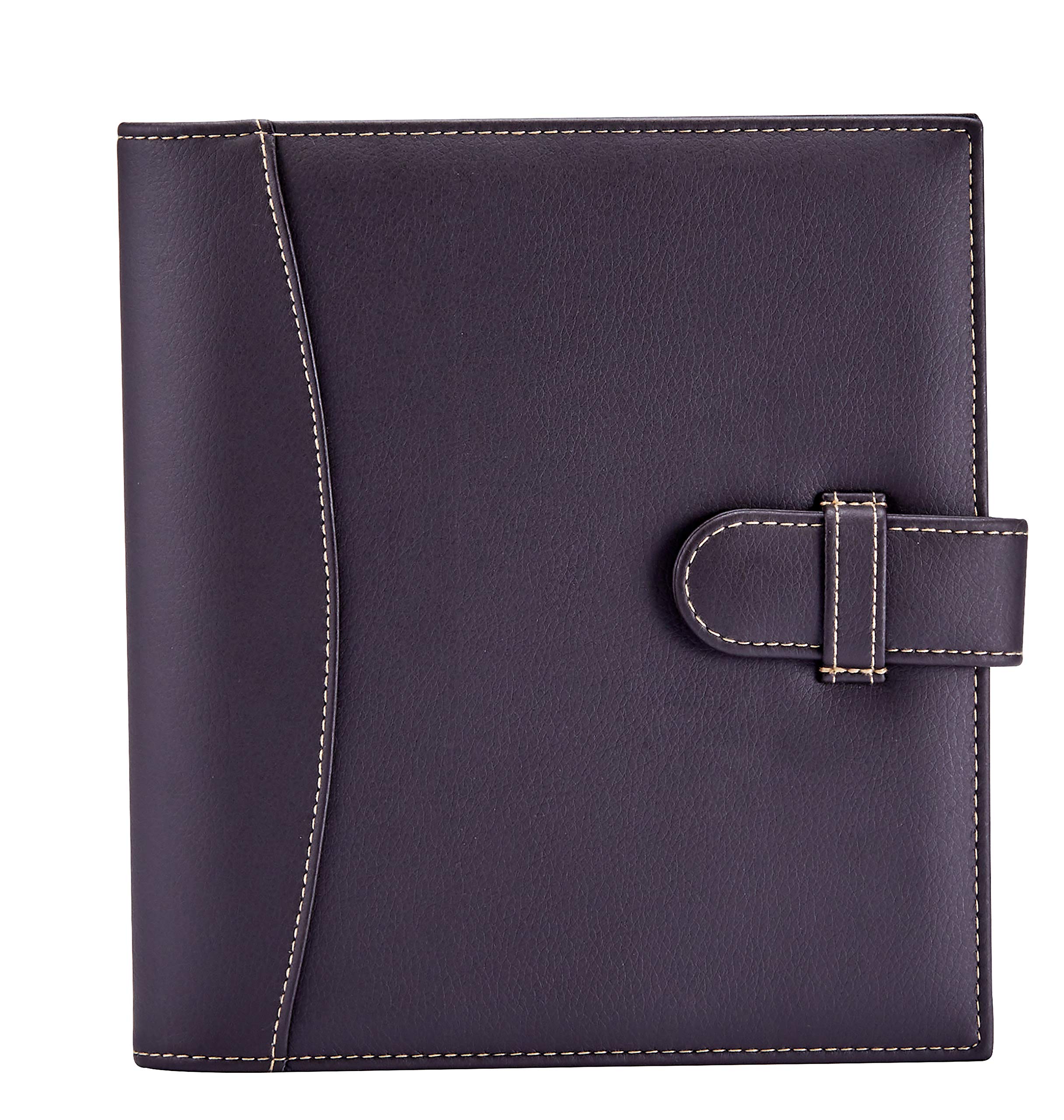 It's Academic Mini Executive Leather Portfolio Folder, 1" Ring Binder and 250-Sheet Capacity, Note Pads, and 5.5" x 8.5" Documents, 2 Pen Loops, Dark Brown Faux Leather (98295