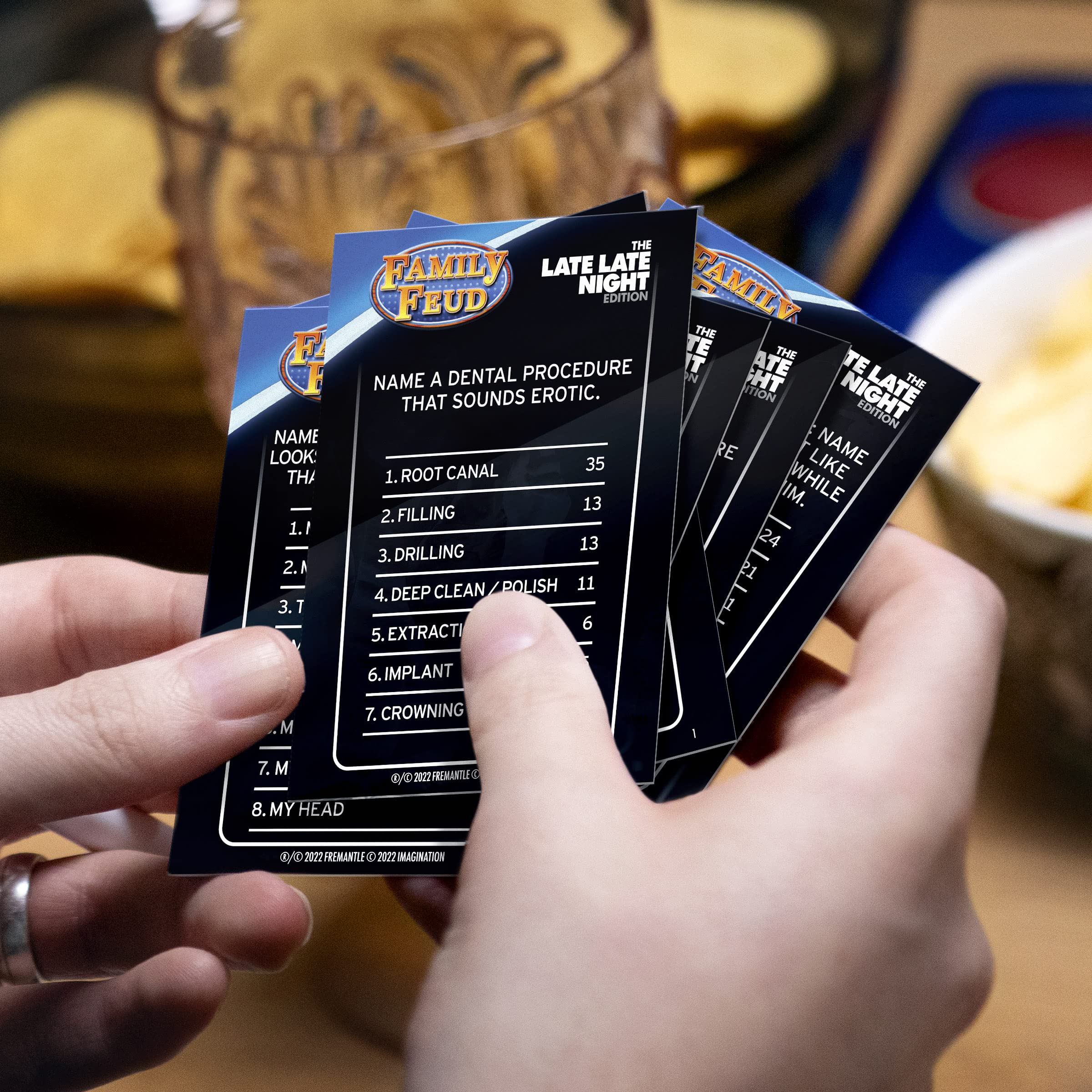 Family FEUD Late Late Night Edition Card Game, Anything but Family-Friendly, 400 Naughty Survey Questions, Complementary App with Sound Effects from The Show
