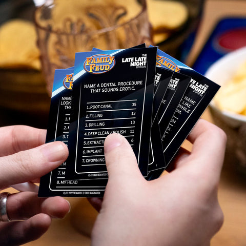 Family FEUD Late Late Night Edition Card Game, Anything but Family-Friendly, 400 Naughty Survey Questions, Complementary App with Sound Effects from The Show