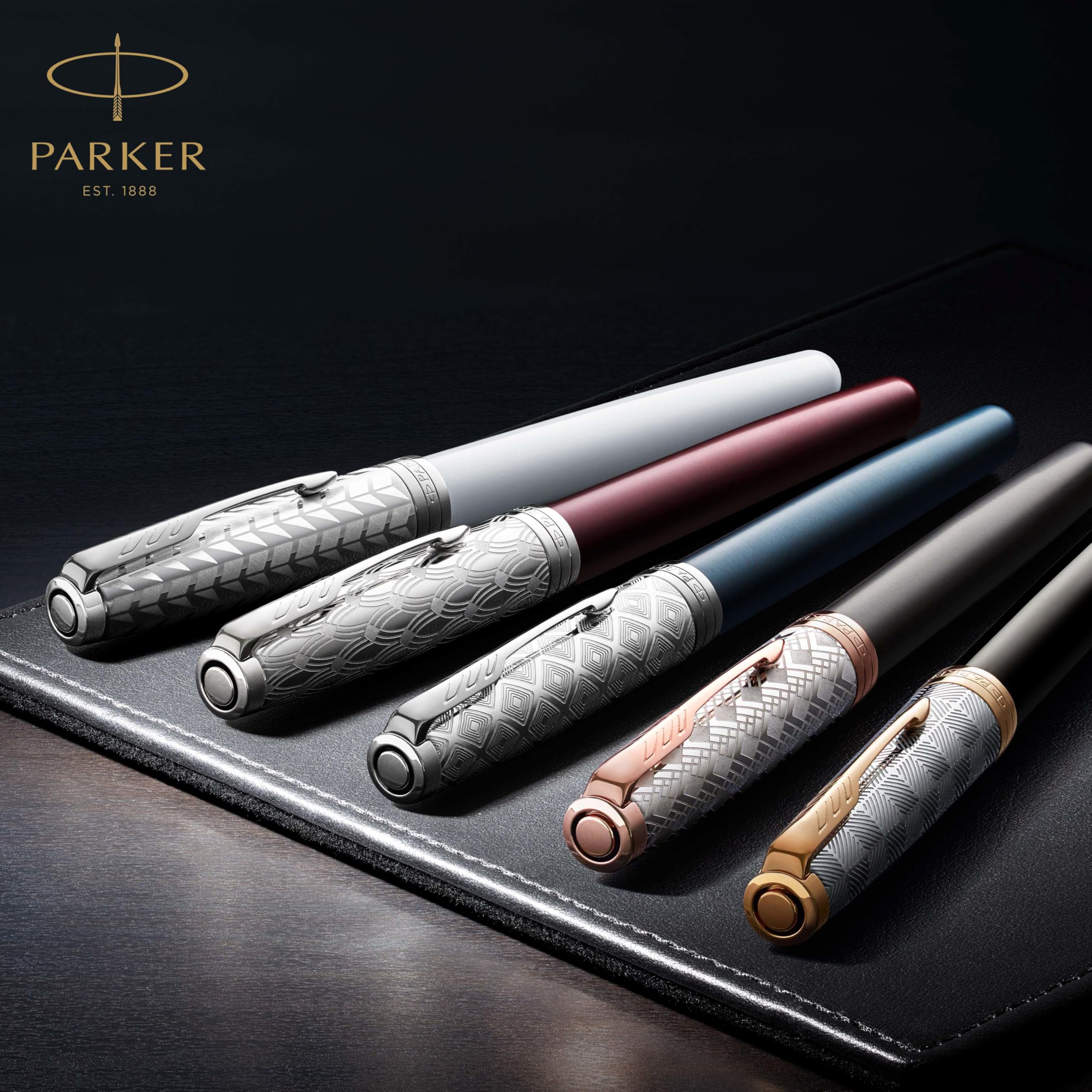 PARKER Sonnet Rollerball Pen, Blue Lacquer with Palladium Trim, Fine Point Black Ink (1931535) , Blue and Chrome