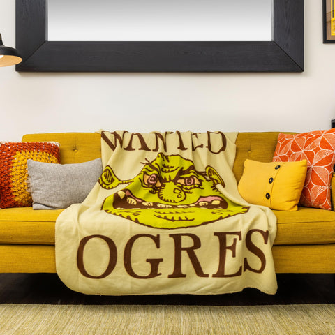Silver Buffalo Shrek Wanted Ogres Sign 45" x 60" Fleece Throw, Soft and Cozy Blanket, 180 GSM