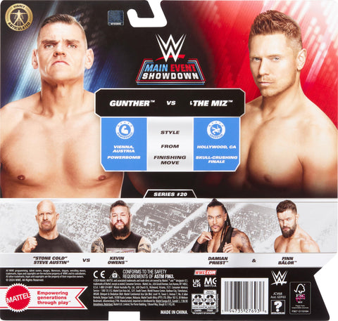 Mattel WWE Main Event Championship Showdown 2-Pack Action Figures & Accessory, Series #20 Gunther & The Miz Collectible Set