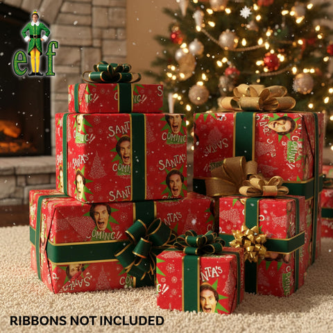 Buddy the Elf Santa's Coming Christmas Wrapping Paper - 12 Sheets - 20" x 30" - Festive Holiday Gift Wrap by Silver Buffalo