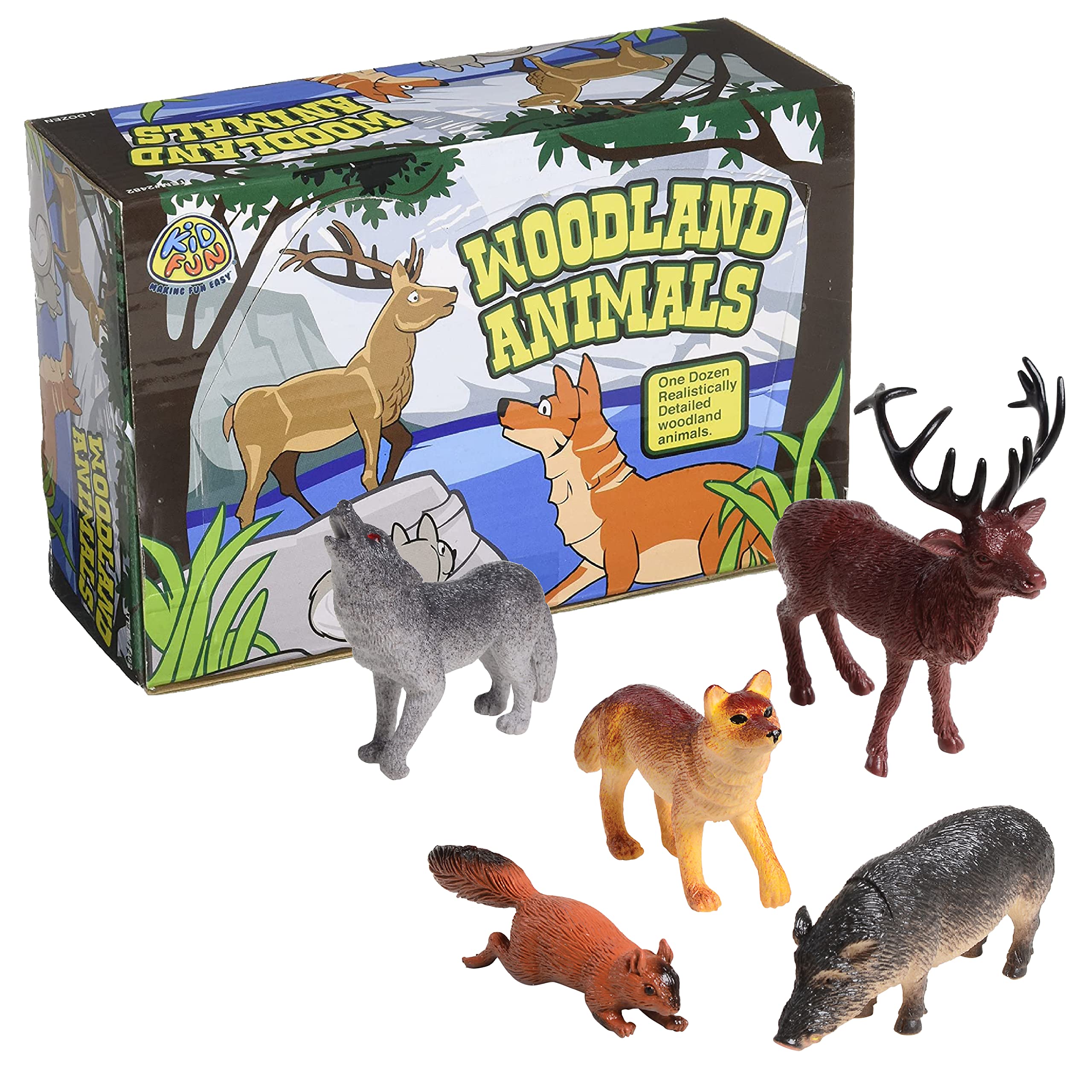 U.S. Toy Woodland Animals Figurines, Assorted Forest Animals Figures, Styles and Colors, Lot of 12, Toys for Kids 3-5 and Older