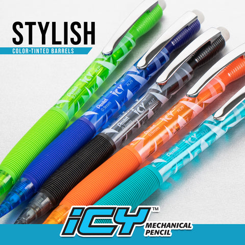 Pentel Icy Automatic Pencils with Lead, (0.5mm), Assorted Barrels, Color May Vary, Pack of 2 (AL25TLBP2)