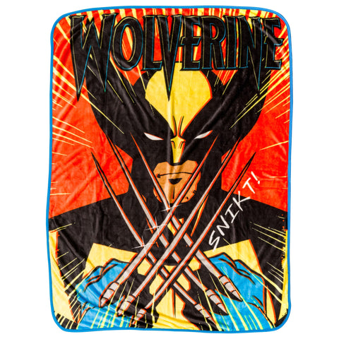 Silver Buffalo Marvel X-Men Retro Wolverine Snikt! 45" x 60" Fleece Throw, Soft and Cozy Blanket, 185 GSM