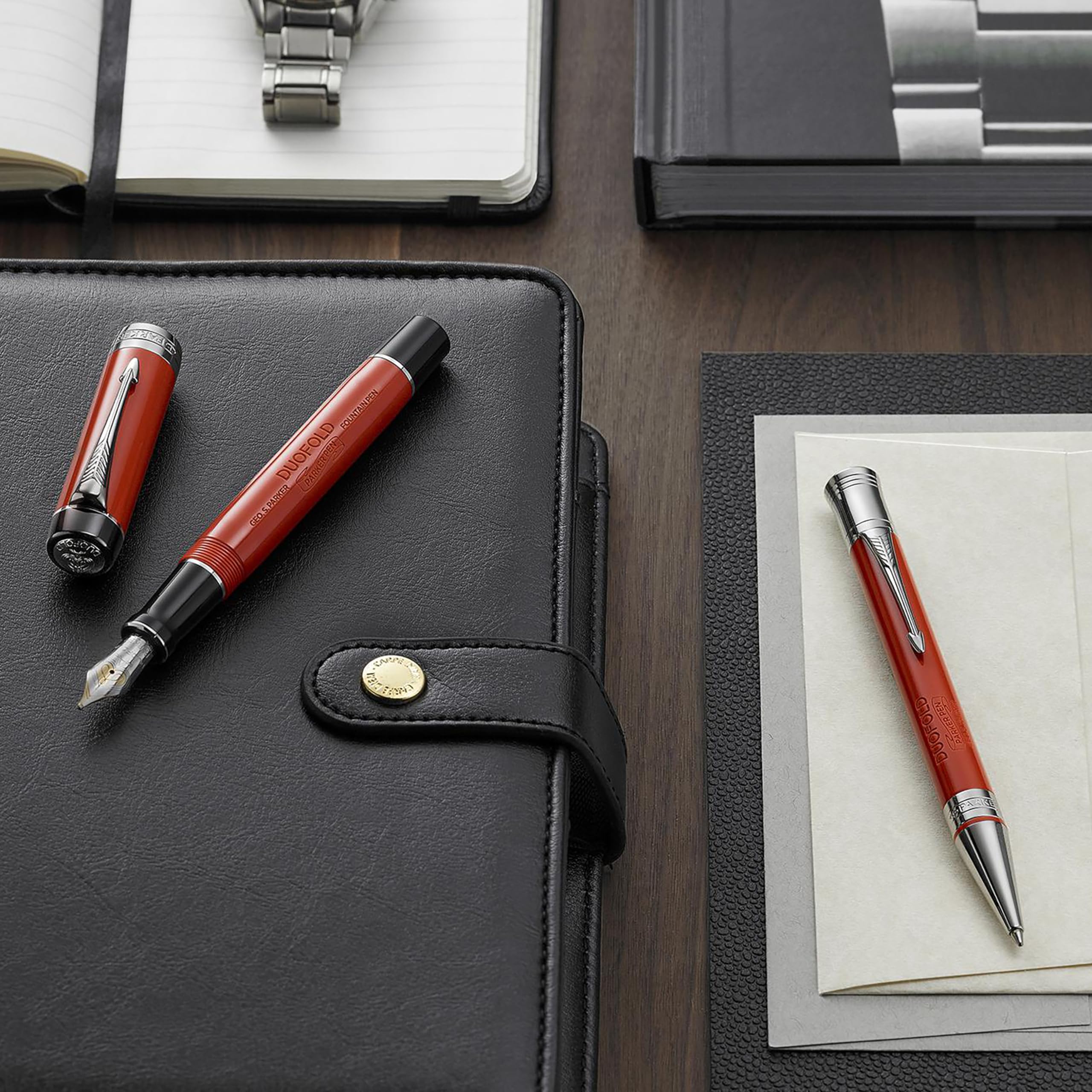 PARKER Duofold Ballpoint Pen, Classic Big Red Vintage with Medium Point Black Ink Refill