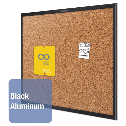 Quartet Cork Bulletin Board 60"W x 36"H Pin Board, Black Aluminum Frame (2305B)