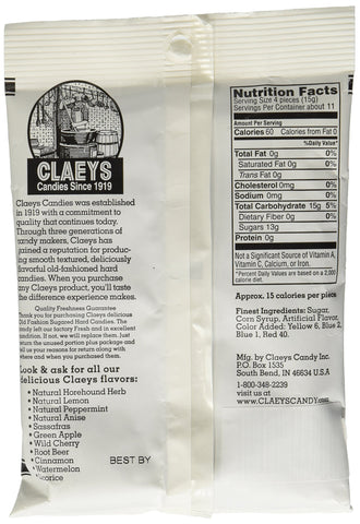 Claeys Candies Licorice - Old Fashioned Hard Candy - Artificially and Naturally Flavored - Fat-Free - 6 Ounce - 6-Pack