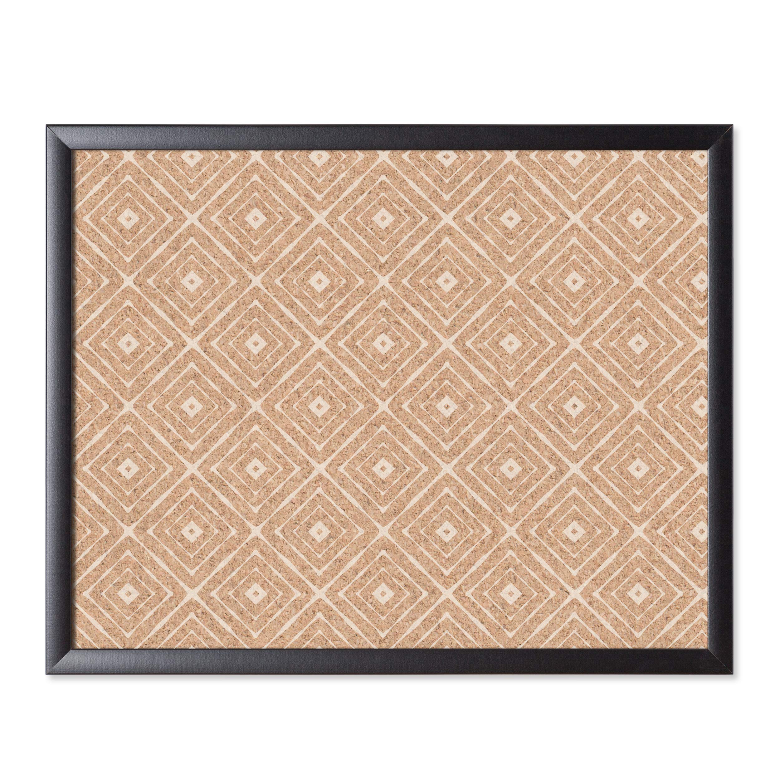 U Brands Fashion Cork Bulletin Board, 16" x 20" Inches, Black Wood Frame