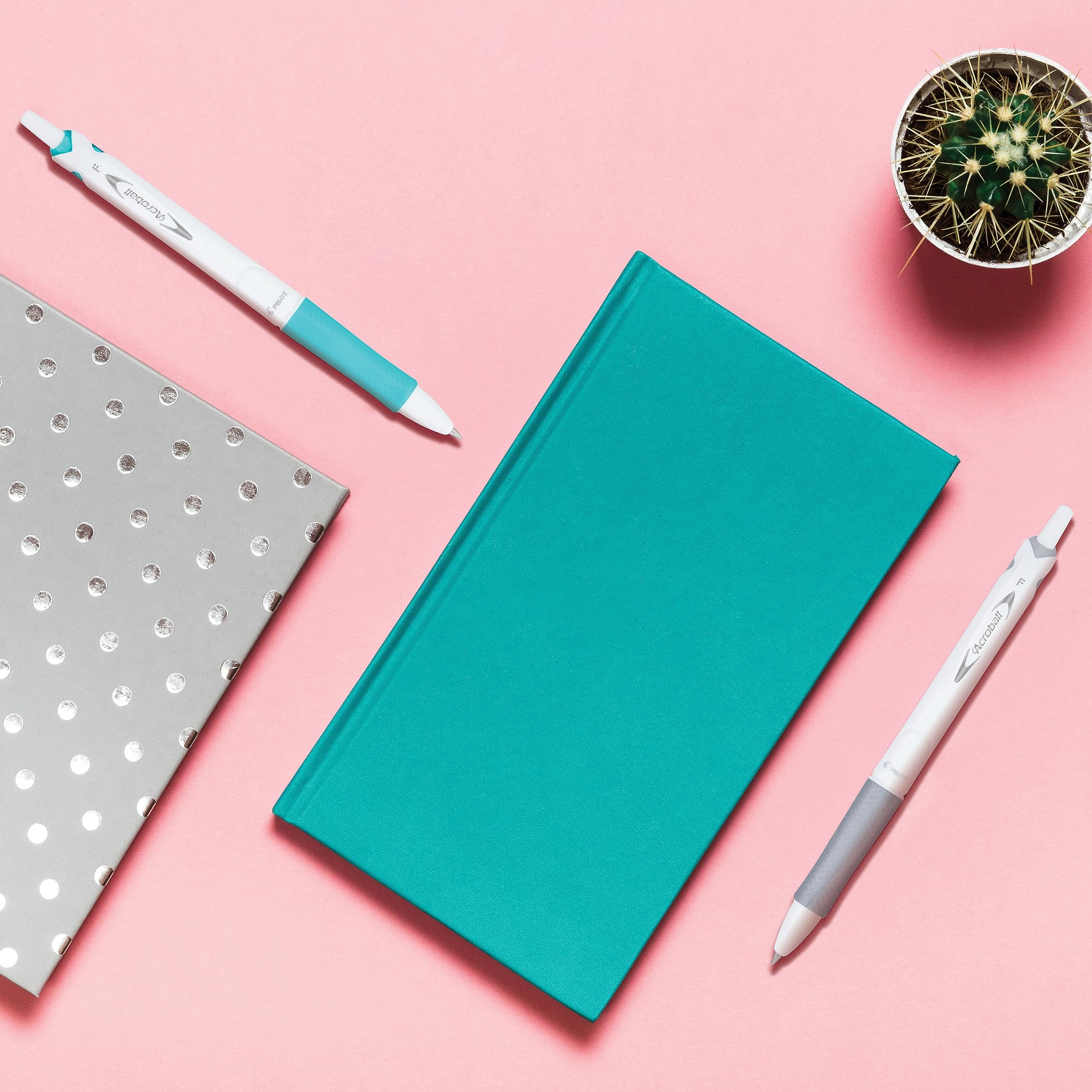 PILOT Acroball PureWhite Advanced Ink Refillable & Retractable Ball Point Pens with Silver Accents, Fine Point, Black Ink