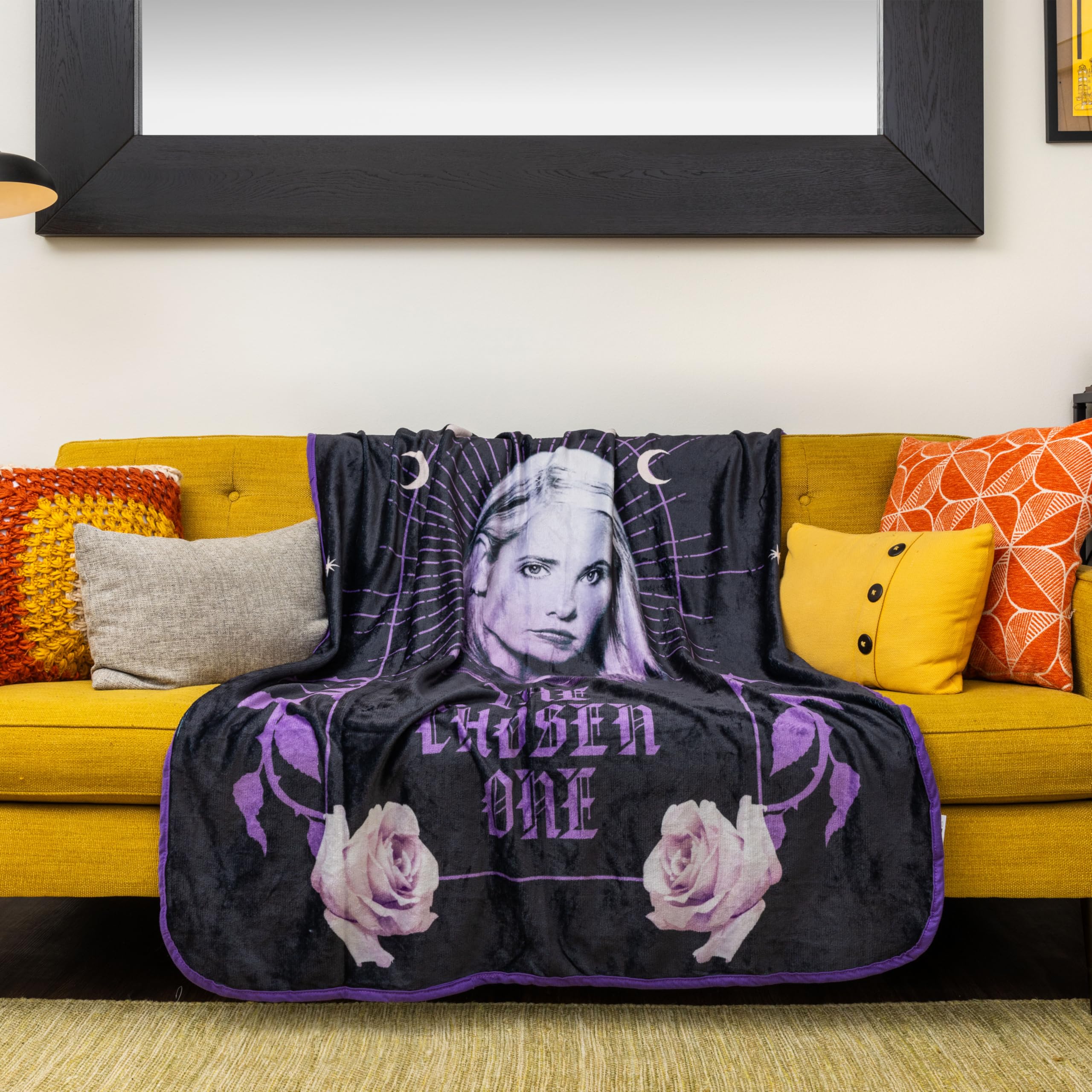 Silver Buffalo Buffy the Vampire Slayer The Chosen One Moon Phases 45” x 60” Fleece Throw, Soft and Cozy Blanket, 180 GSM
