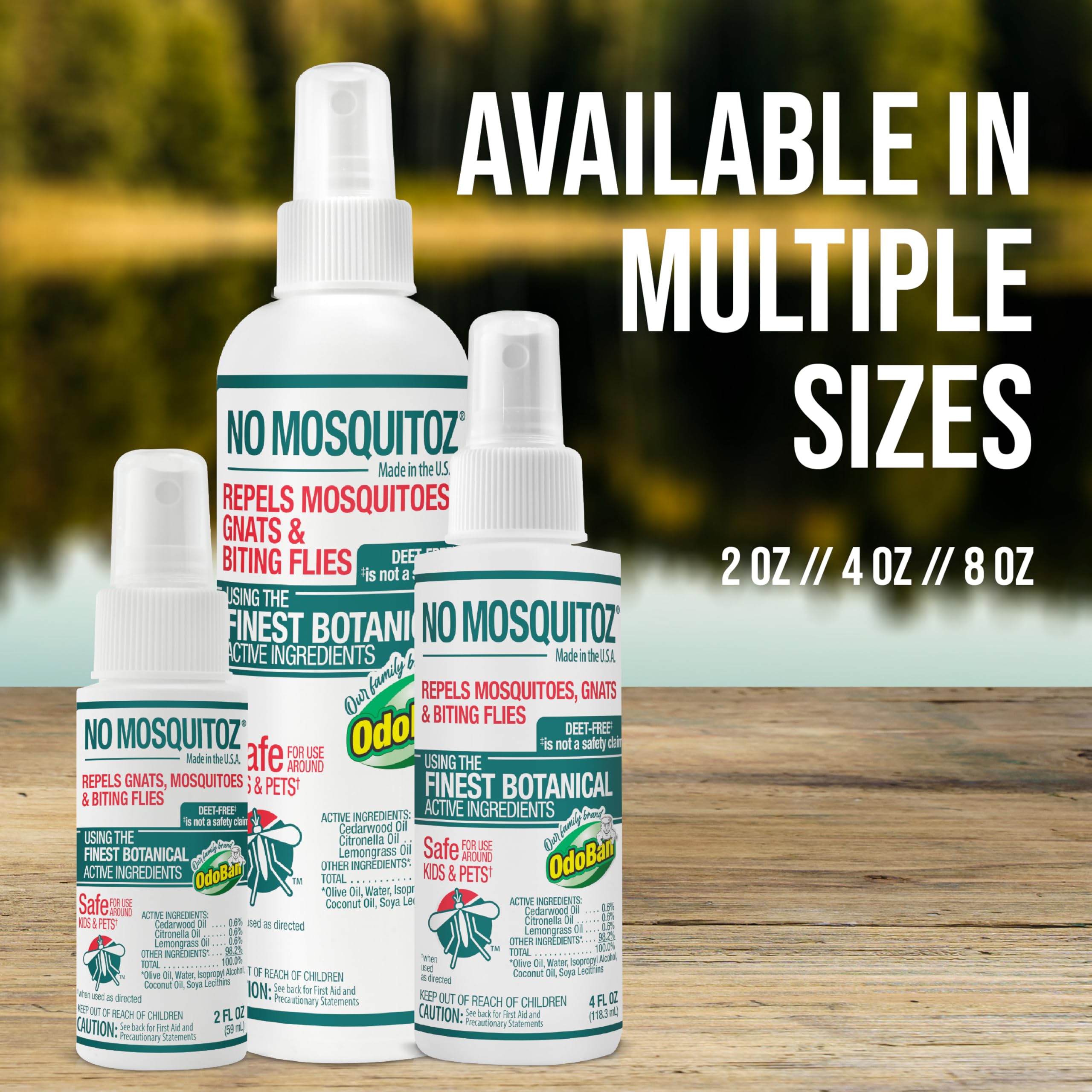 No Mosquitoz Botanical Insect Repellent, DEET-Free, Made with Natural Essential Oils, Non-Greasy Formula, Made in The USA, Woodsy Scent, 2 Ounce Spray Bottle