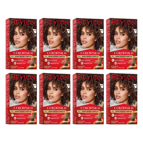Revlon ColorSilk Hair Color [43] Medium Golden Brown 1 ea (Pack of 8)