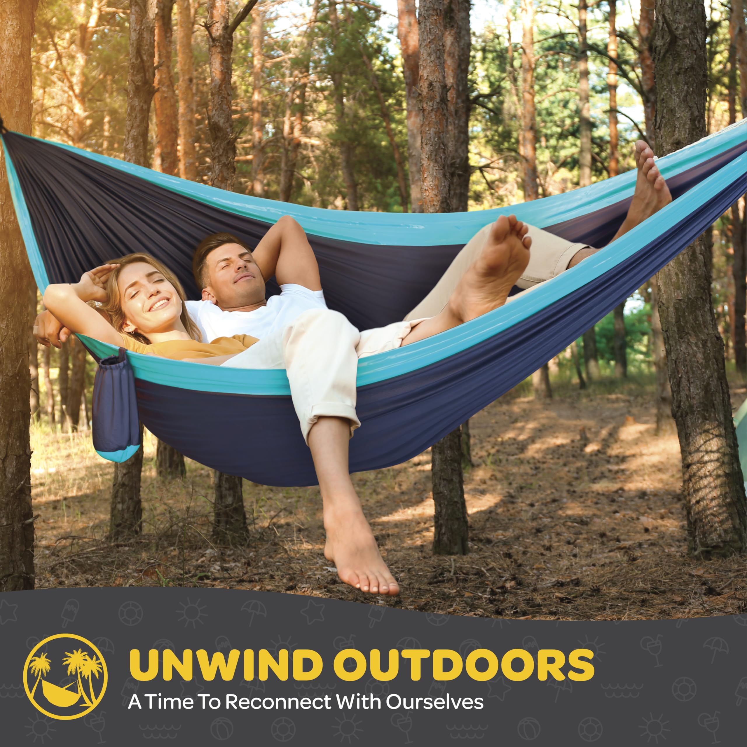 Durable Hammock 500 lb Capacity, Nylon Camping Hammock Chair - Double or Single Sizes w/Tree Straps and Attached Carry Bag - for Travel/Backpacking/Beach/Backyard (Large, Orange & Light Grey)
