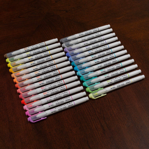 Zebra Pen, Mildliner Dual-Ended Brush Pens, 25 Assorted Colors, Soft Mild Ink, Brush and Fine Bullet Tips, No Bleed-Through Pigment Ink for Journaling, Calligraphy, Planners, Art, 25-Pack (79125)