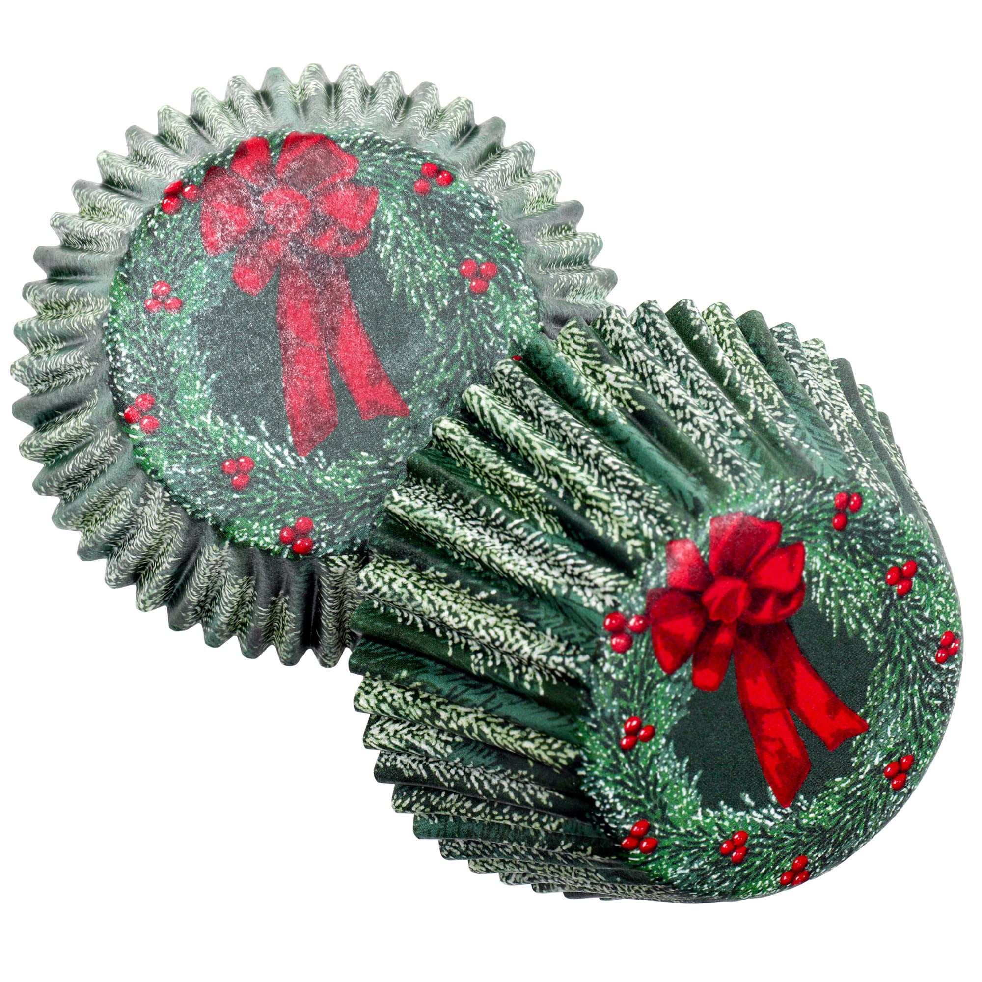 Chef Craft Paper Patterned Cupcake Liners, 50 Count, Green/Red/White