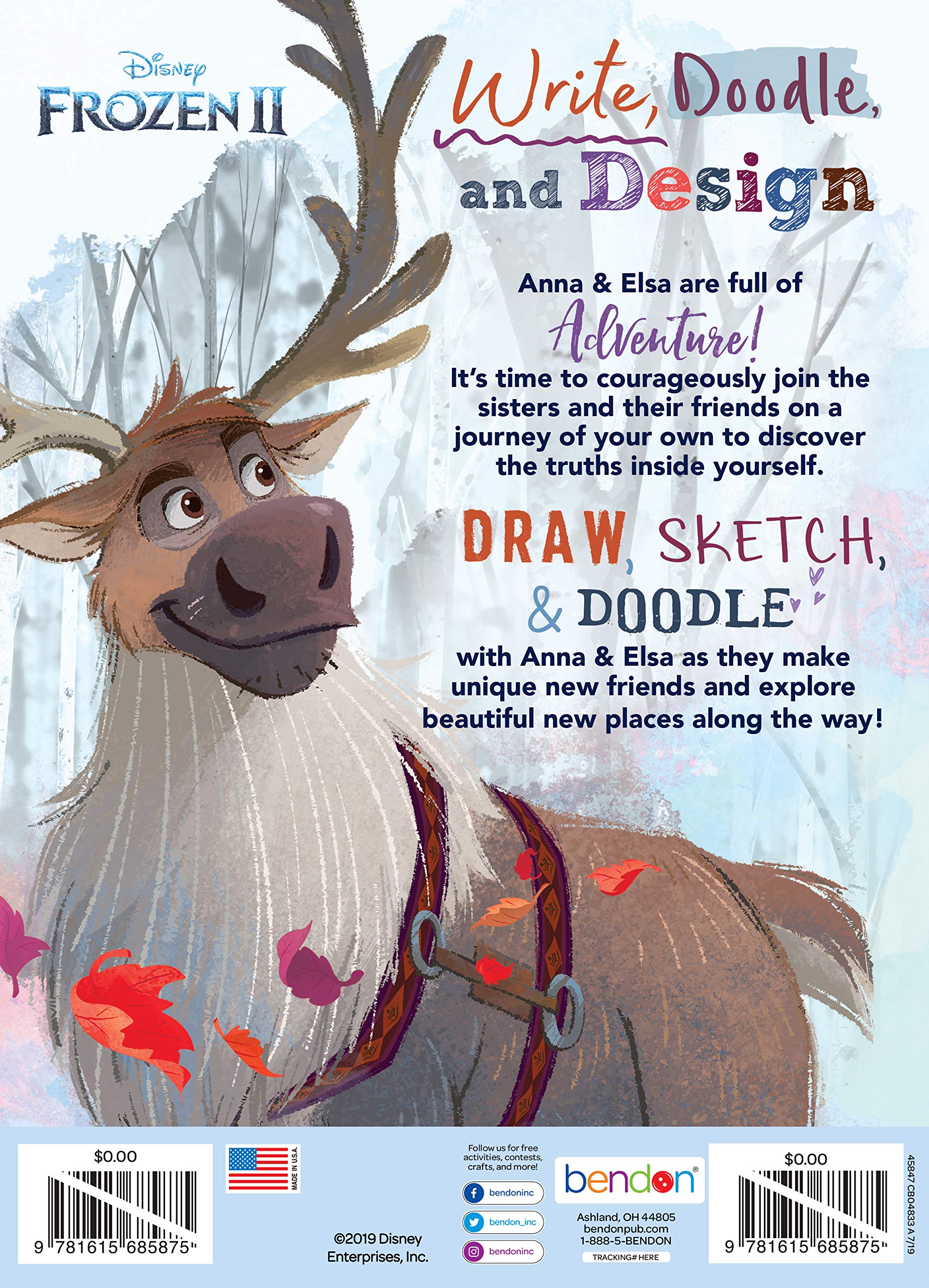 Disney Frozen 2 Olaf Deluxe 48-Page Sketch Book with Stickers, Coloring and Activity Book 45847 Bendon