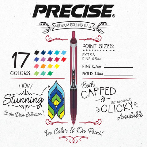 PILOT Precise V5 RT Refillable & Retractable Liquid Ink Rolling Ball Pens, Extra Fine Point (0.5mm) Navy Ink, 12-Pack (13447)