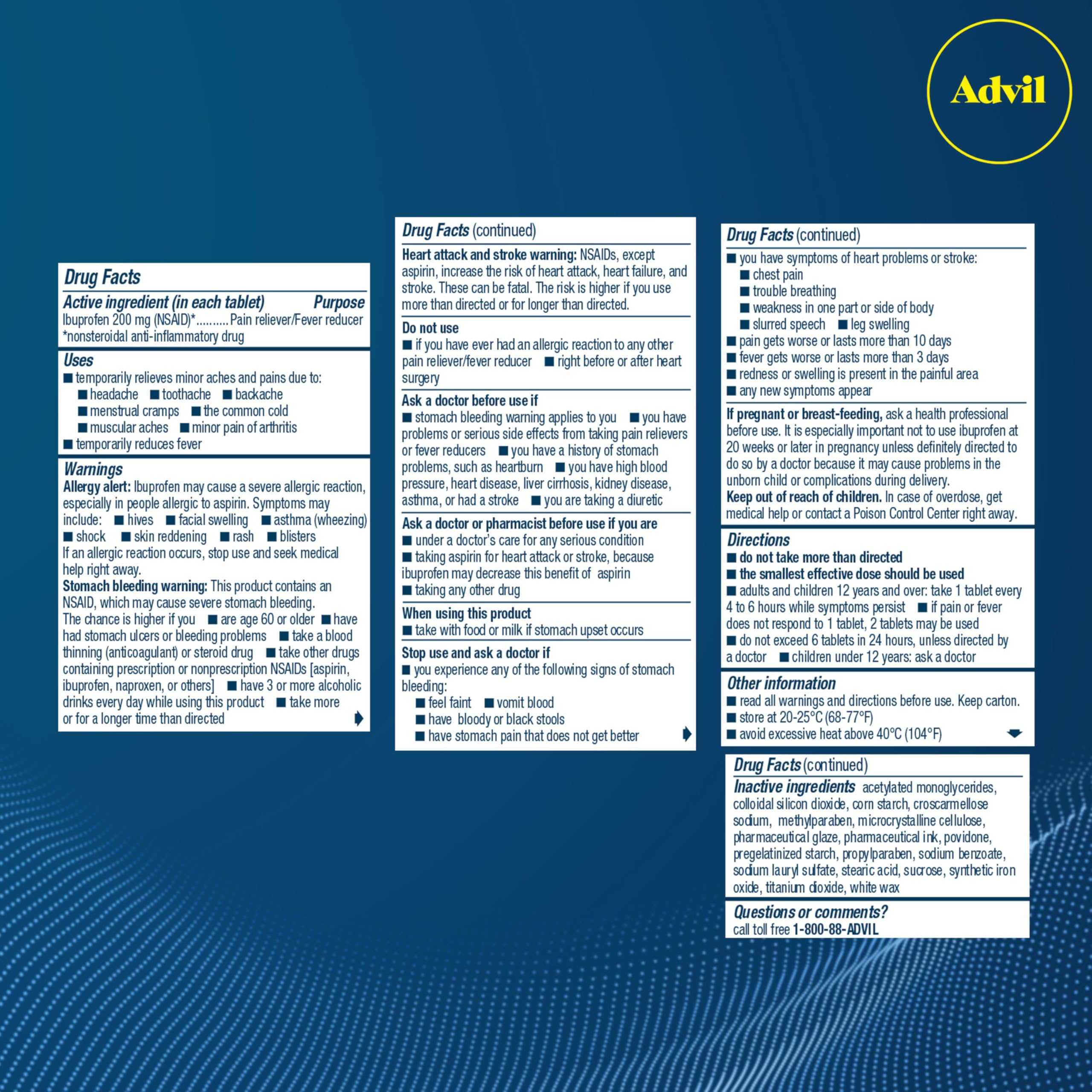 Advil Pain Reliever and Fever Reducer, Pain Relief Medicine with Ibuprofen 200mg for Headache, Backache, Menstrual Pain and Joint Pain Relief - 300 Coated Tablets