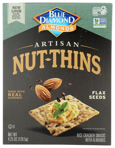 Blue Diamond Almond Artisan Nut Thins Cracker Crisps, Flax Seeds, 4.25 Ounce
