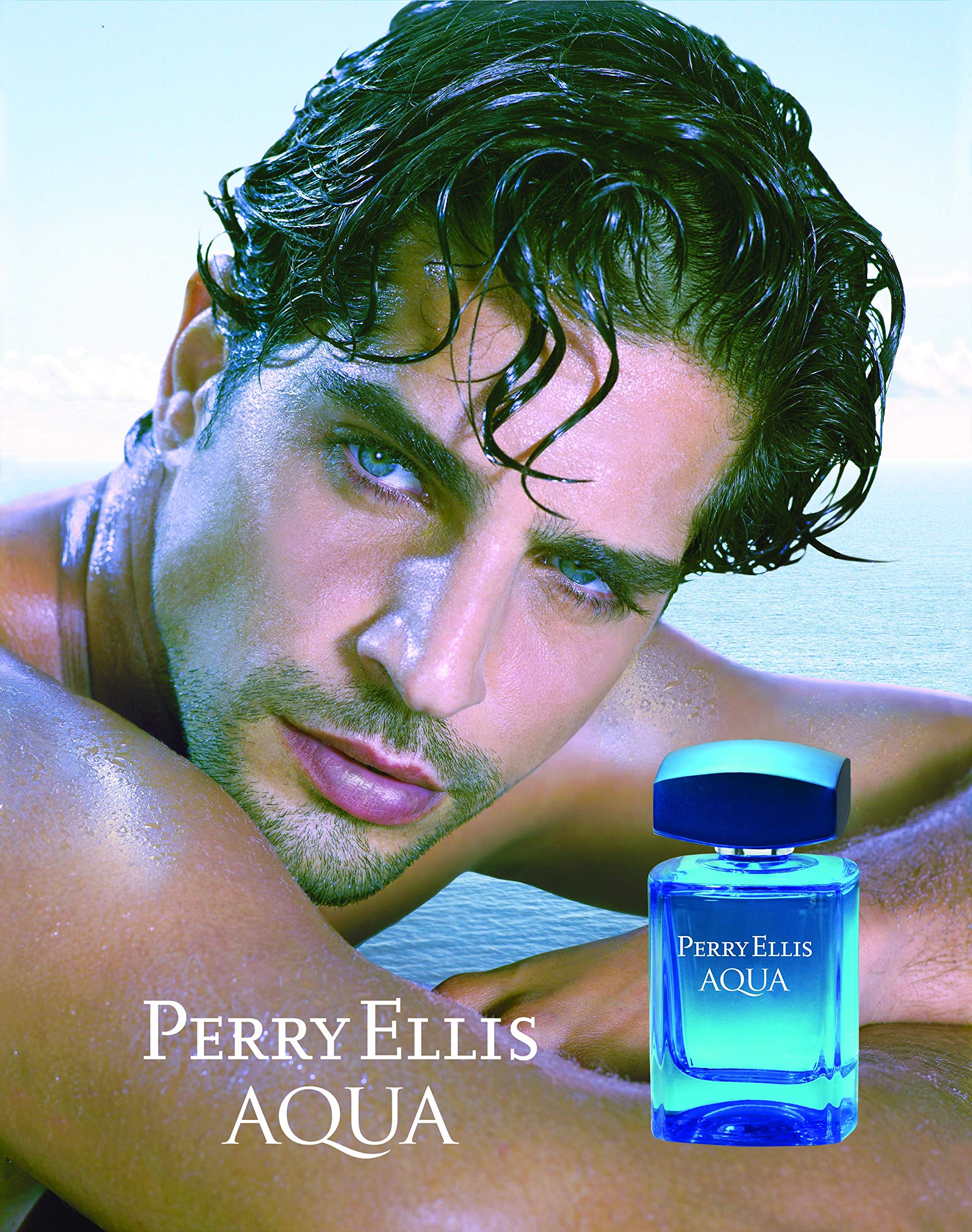 Perry Ellis Perry Ellis Aqua Men 3.4oz EDT Spray, 0.25oz EDT Spray, 6.8oz Deodorizing Body Spray, 1.7oz Shower Gel 4 Pc Gift Set