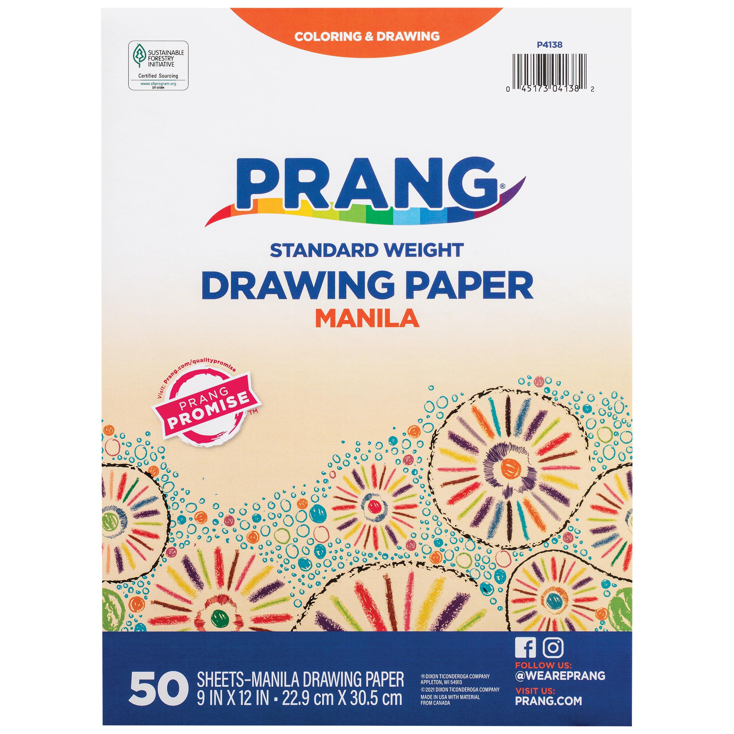 Prang (Formerly Art Street) Drawing Paper, Manila, Standard Weight, 9" x 12", 50 Sheets