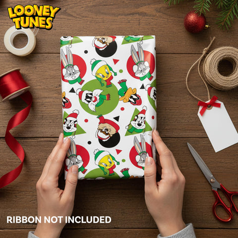 Looney Tunes Wrapping Paper Featuring Bugs Bunny, Taz, Daffy Duck, and Tweety, Pepé Le Pew, and Sylvester- 12 Sheets - 20" x 30" - Festive Holiday Gift Wrap by Silver Buffalo