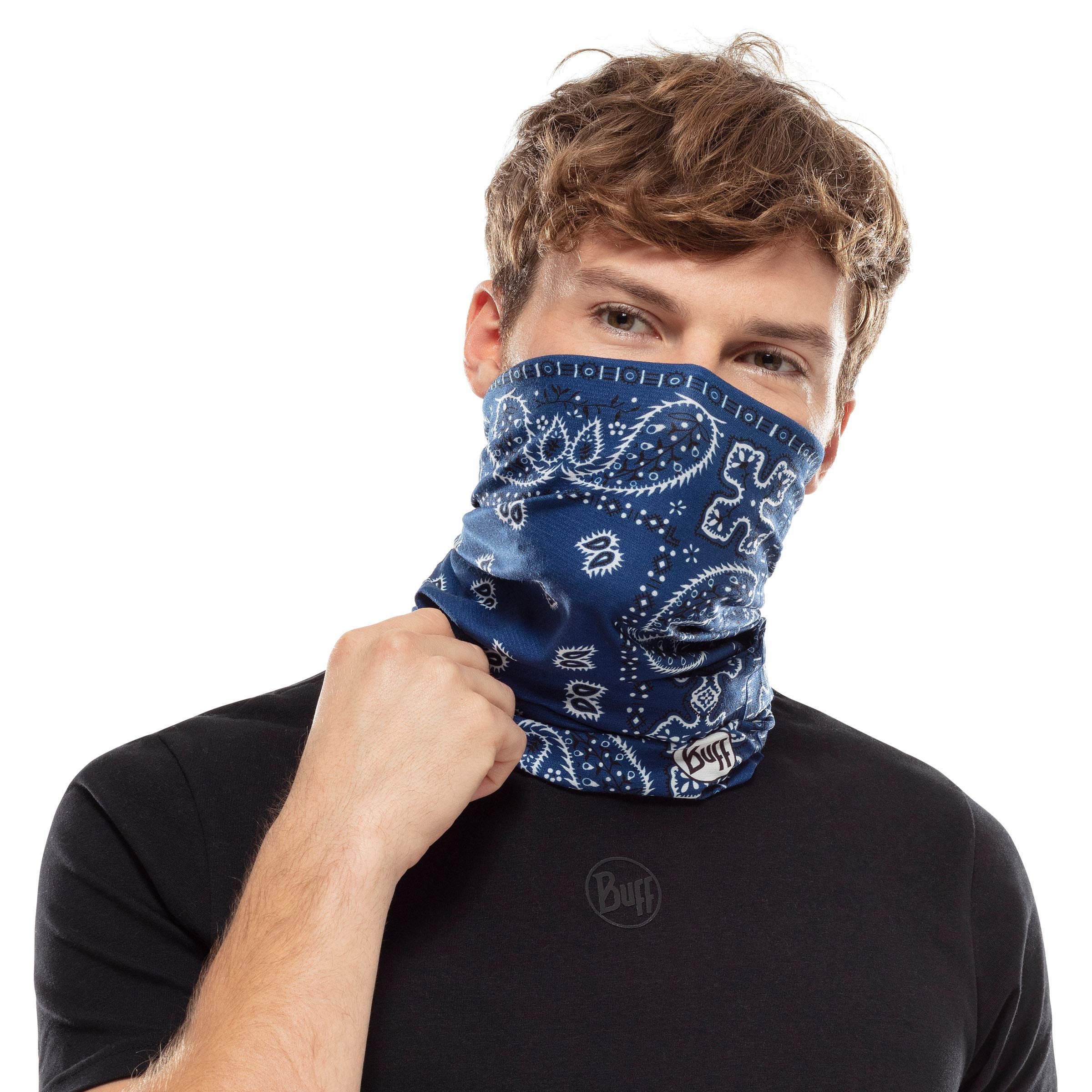 Buff CoolNet UV Neck Gaiter, UPF 50 Sun Protection, Breathable, Cooling Bandana, Versatile, Quick Dry Face Mask, Santana Navy, Adult Size
