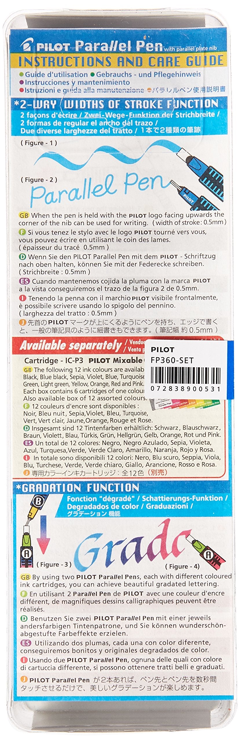 PILOT Parallel Calligraphy Pen Set, 6.0mm Nib with Black and Red Ink Cartridges (90053)