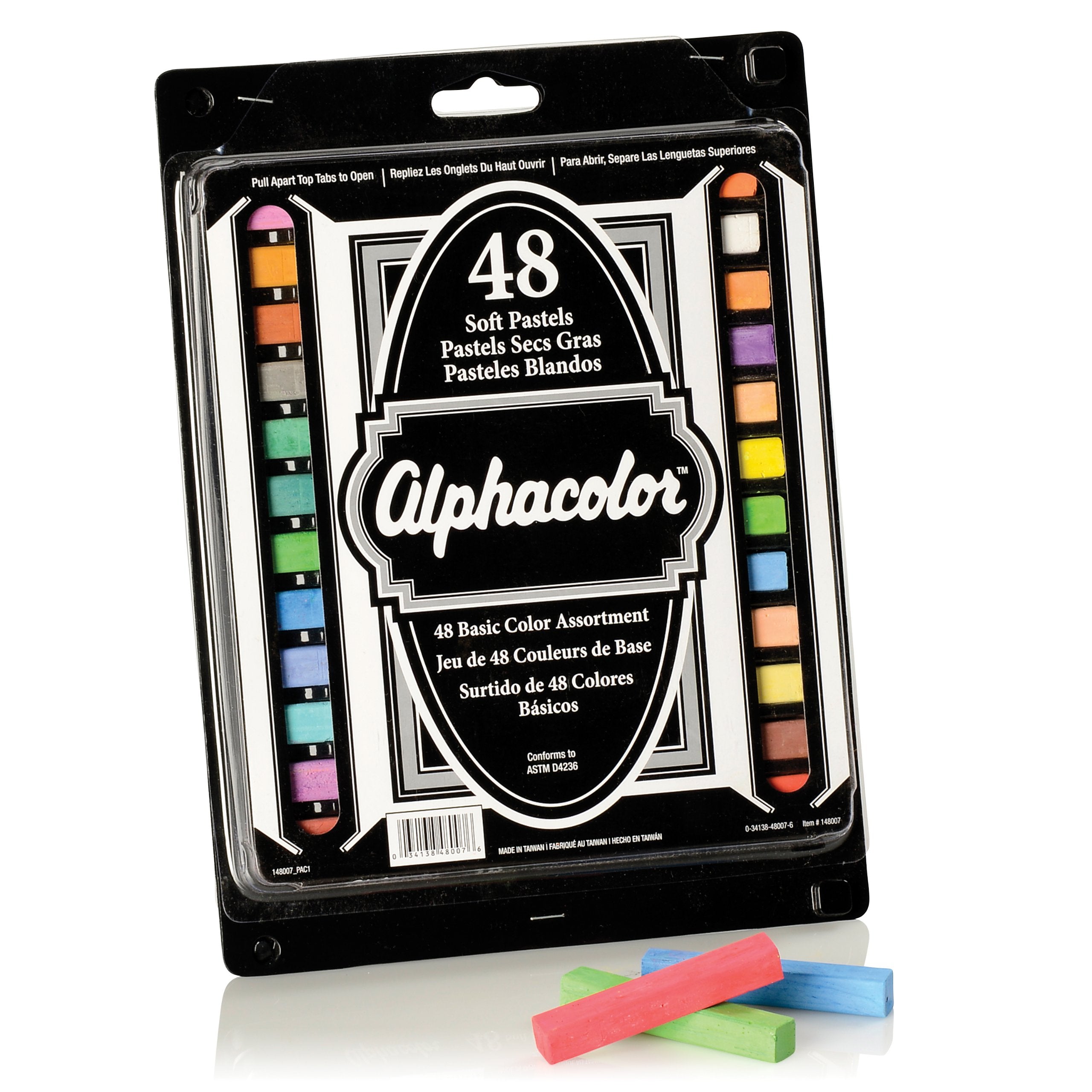 Derwent Alphacolor Soft Square Pastels Multi-Colored 48 Pastels per pack