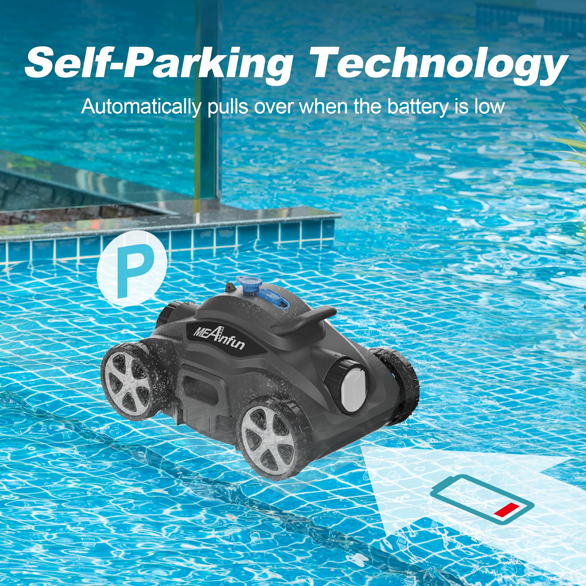 2024 New Cordless Robotic Pool Vacuum Cleaner, Last 110 Mins & Clean 1076 Sq. Ft for Above Ground and Inground Pool Robot - 5800mah Automatic Parking Pools Cleaning Tools PC01 Grey