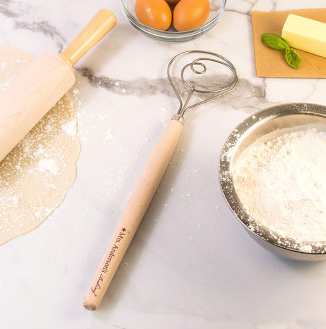 Mrs. Anderson's Baking Dough Whisk 18/8 Stainless Steel Blade, 15-Inches, wood