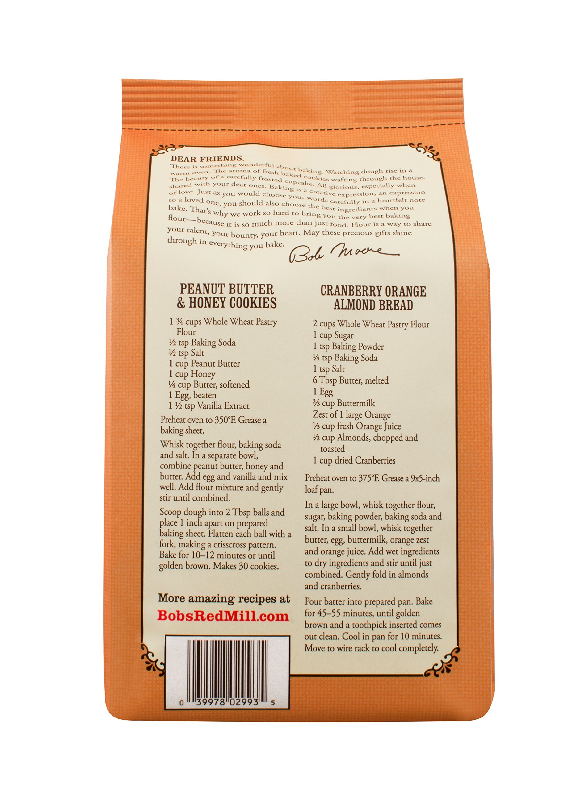 Bob's Red Mill Organic Pastry Flour Whole Wheat 5 lb, 80 Ounce