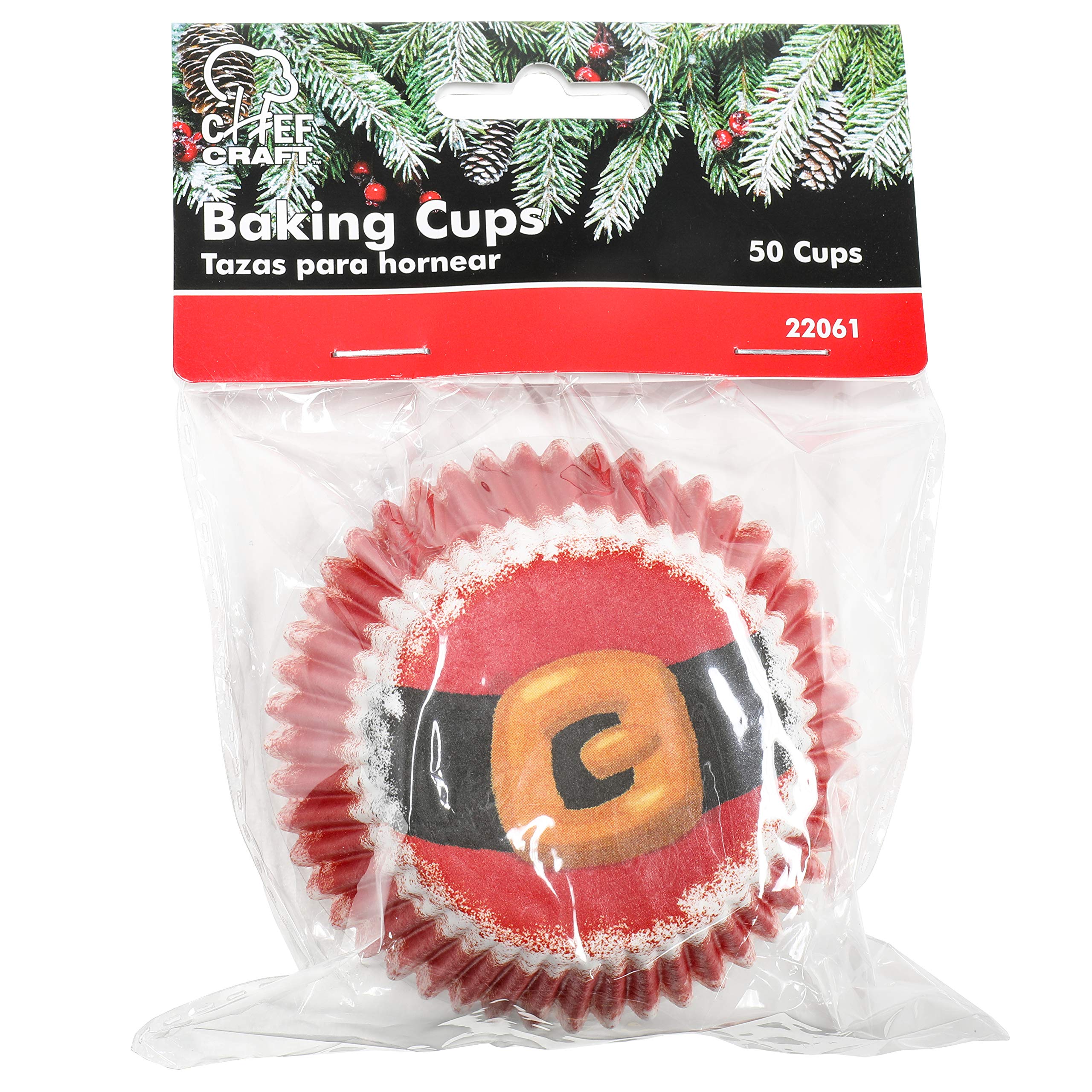Chef Craft Paper Patterned Cupcake Liners, 50 Count, Red/White