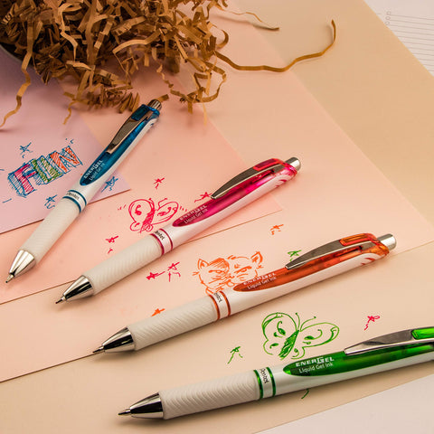 Pentel Pearl Deluxe RTX Liquid Gel Pen, 0.5mm, Fine Line, Needle Tip (BLN75WBP2C)