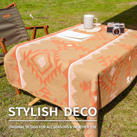 ACUSHLA Merino Wool Camp Blanket - Soft Warm Thick Washable Large Outdoor Camping Sleeping Throw Blanket All Weather, Morocco Khaki 79" x63"