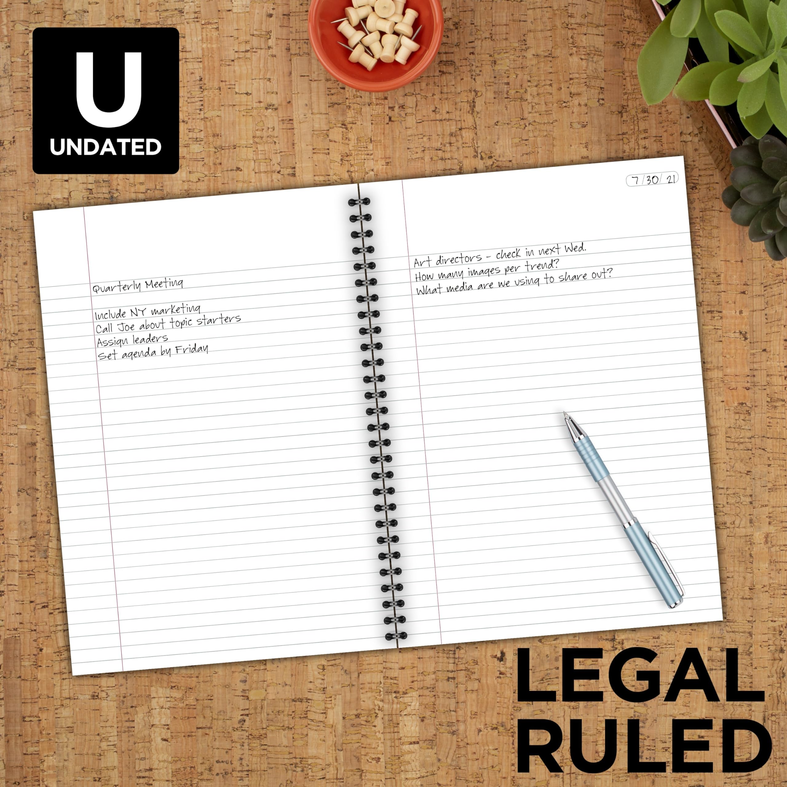 Cambridge Limited Business Notebook, Legal Ruled Paper, 6-3/4" x 9-1/2", 80 Sheets, Flexible Soft Touch Cover, Wirebound, Gray (06672)