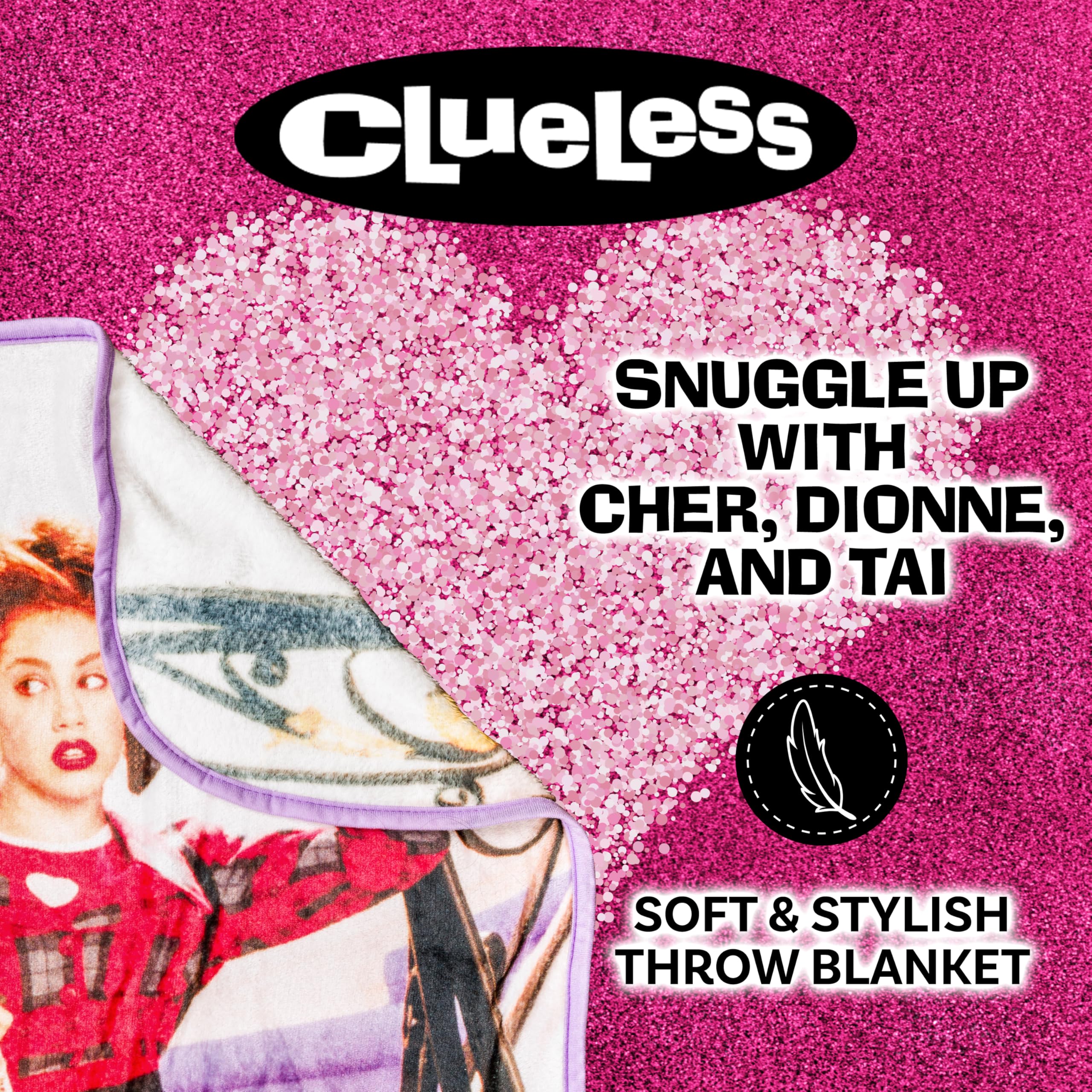 Silver Buffalo Clueless Movie Poster Alicia Silverstone Features Cher, Dionne, and Tai 45" x 60" Fleece Throw, Soft and Cozy Blanket, 180 GSM