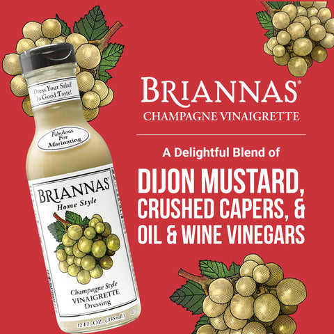 BRIANNAS - Home Style Champagne Vinaigrette Dressing – Fine Salad Dressing made with Premium Ingredients - Gluten Free & Kosher Dressing - 12 oz. Bottle