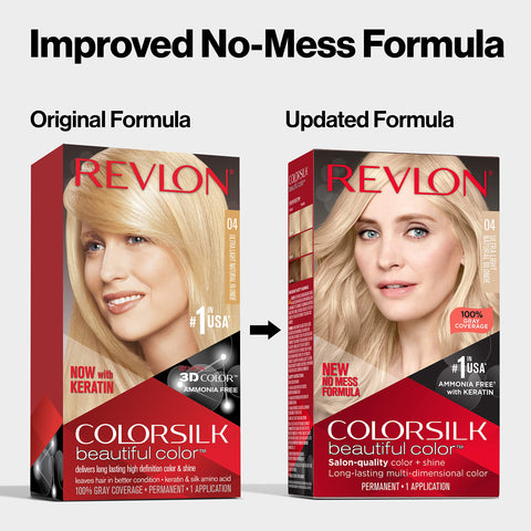 Revlon Permanent Hair Color, Permanent Hair Dye, Colorsilk with 100% Gray Coverage, Ammonia-Free, Keratin and Amino Acids, 05 Ultra Light Ash Blonde, 4.4 Oz (Pack of 1)
