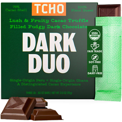 Tcho, Organic Dark Duo Filled Dark Chocolate, 2.47 Ounce