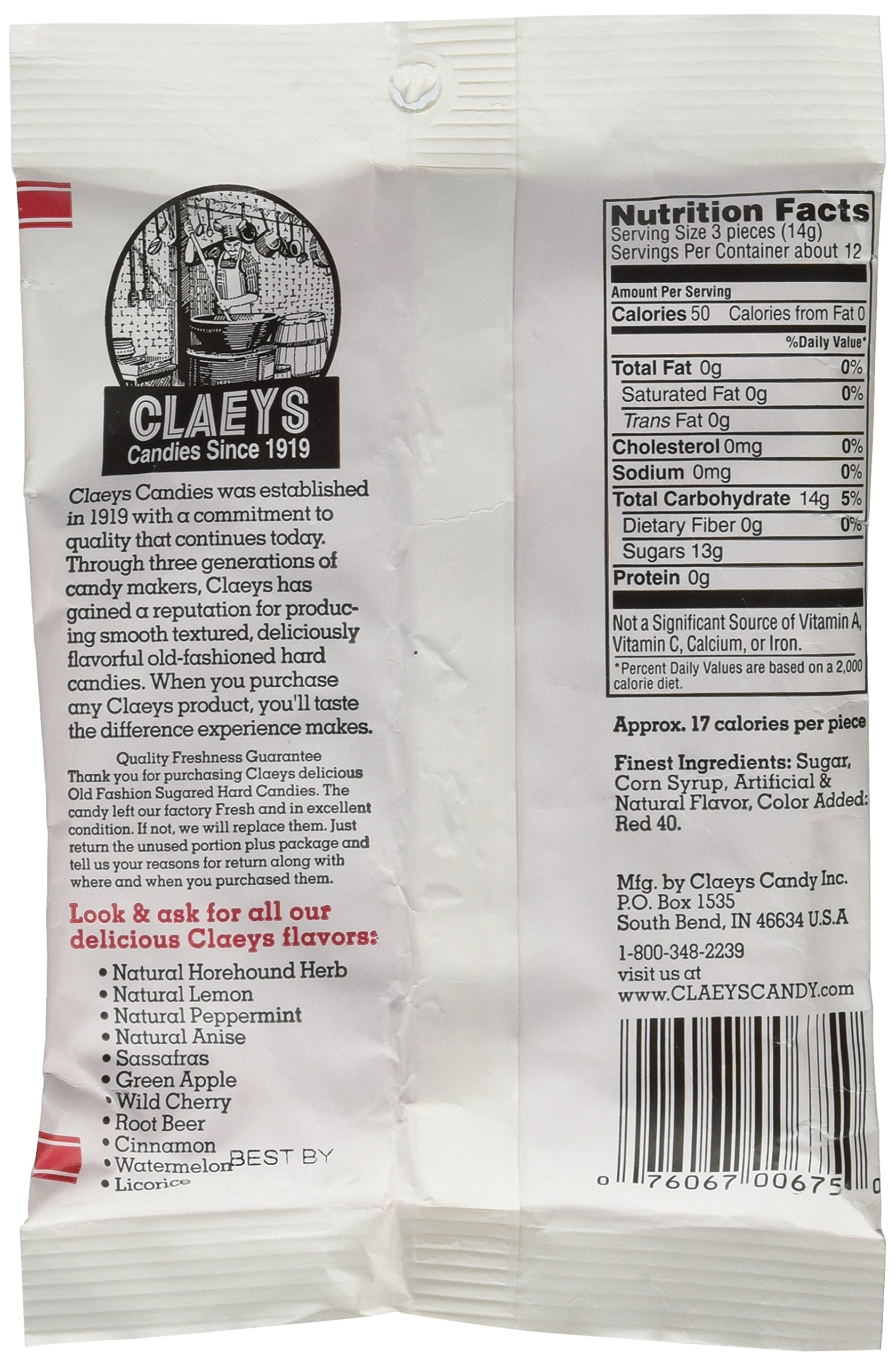 Claeys Candies Cinnamon - Old Fashioned Hard Candy - Artificially and Naturally Flavored - Fat-Free - 6 Ounce - 6-Pack