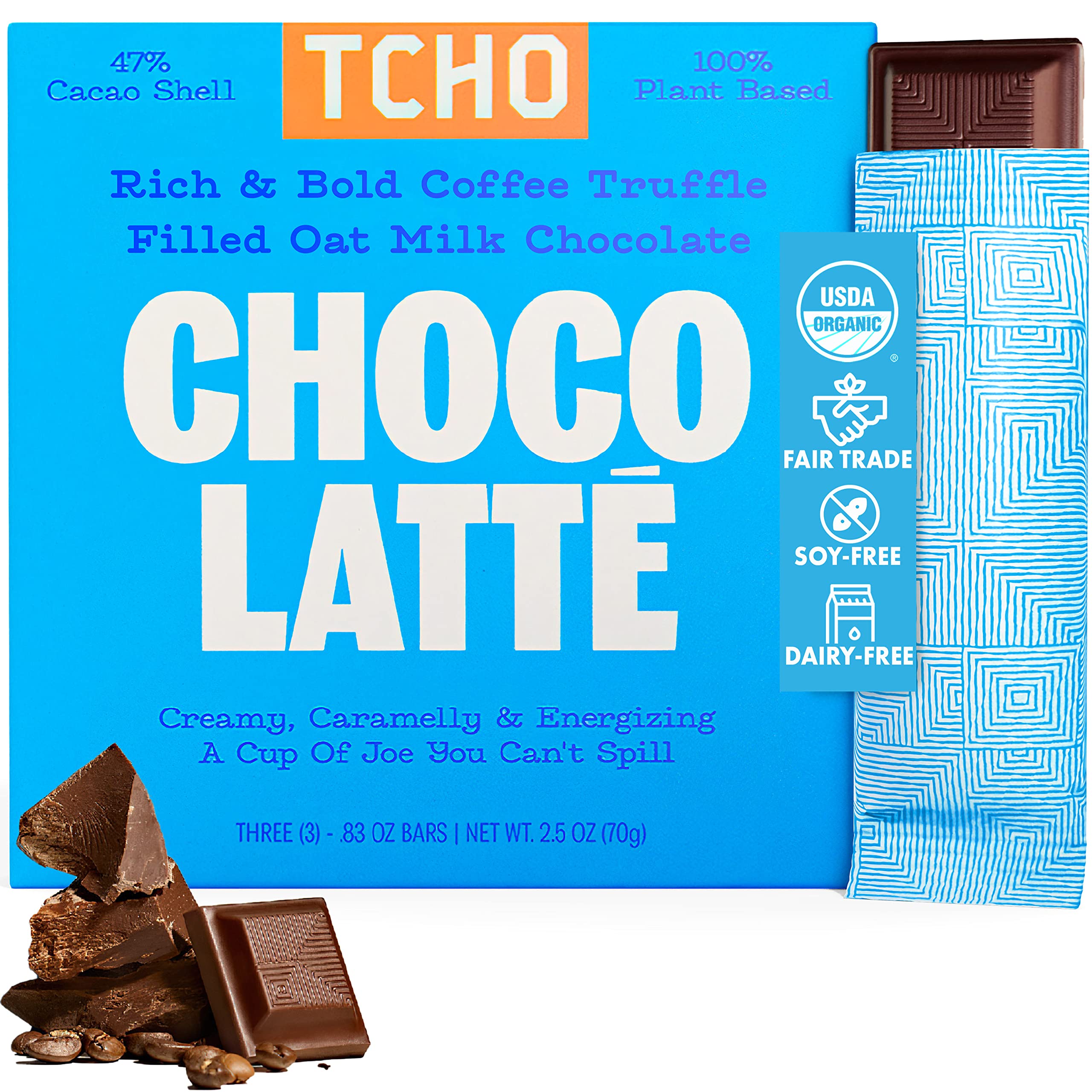 Tcho, Organic Choco Latte Plant-based Oat Milk Chocolate, 2.47 Ounce